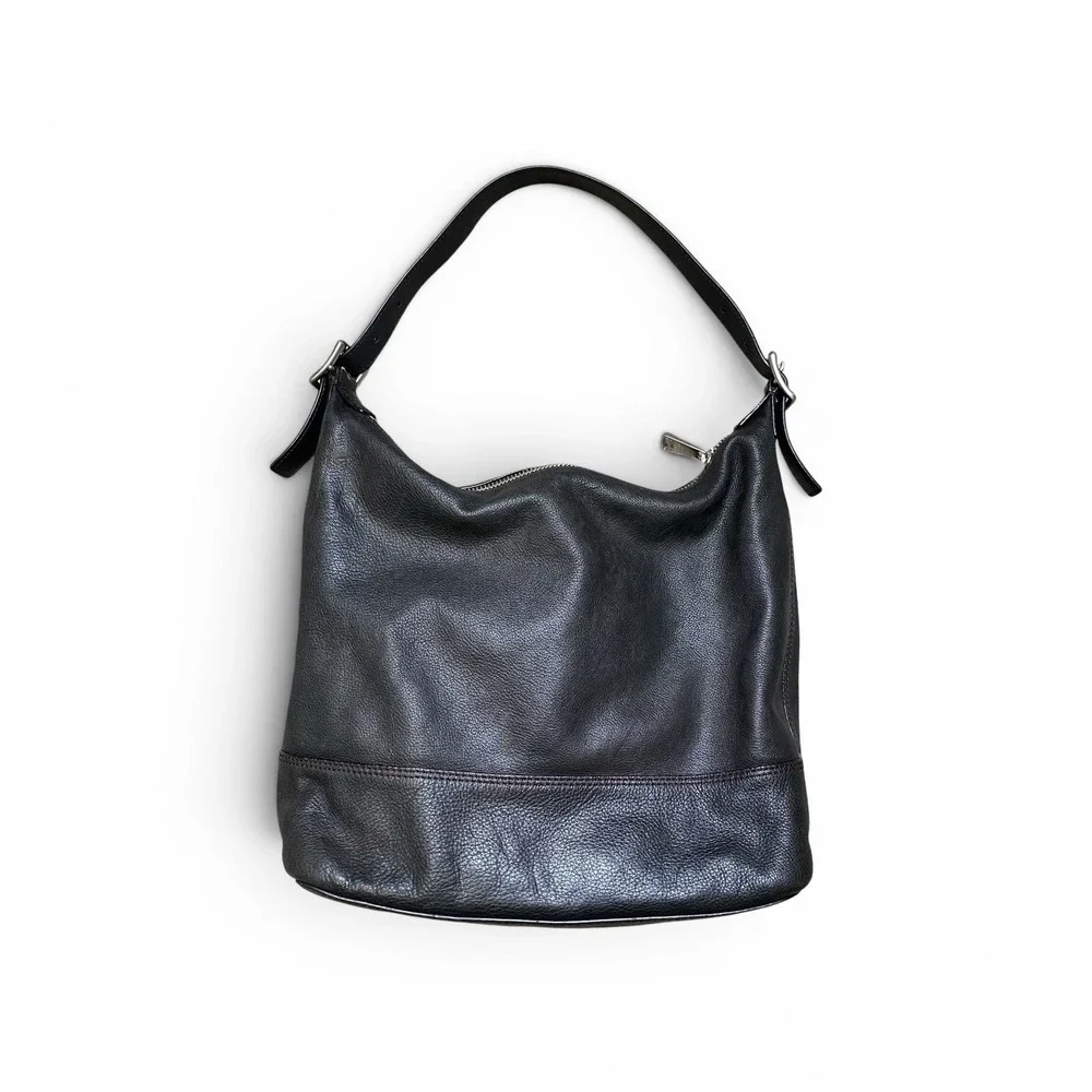 Fossil Marlow Shoulder Bag Hobo Black Leather 14x11